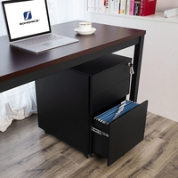 SONGMICS Dulap mobil tip rollbox pentru birouri, din otel, sertar cu sina dosare A4, 39x52x60 cm, negru