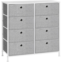 SONGMICS Comoda cu 8 sertare din material textil, cadru metalic si blat MDF, 80x30x81 cm, gri si alb