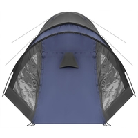 Cort camping 4 persoane cu antreu, impermeabil 3000 mm, 450x210x150 cm, negru si albastru