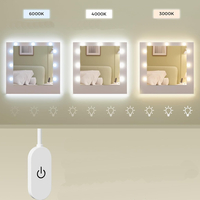 VASAGLE Masa de toaleta Kailyn cu oglinda, iluminare LED reglabila, priza integrata AC si USB, fronturi MDF, 40x107x144 cm, alb