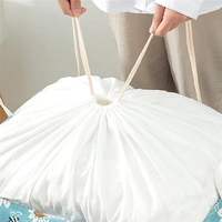 Cos depozitare, Flippy, Capac cu Snur, 175 L, Confectionat din Bumbac si un Strat Impermeabil, 50 x 50 x 70 cm, Albastru Deschis, Imprimeu Flori