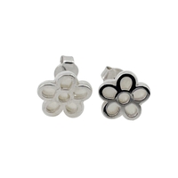 Cercei din Argint 925, Jolie Silver, pentru Dama, Model Floare Cu 5 Petale, 1.74 g, Design Clasic Floral, Argintiu
