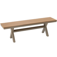 Banca gradina din aluminiu cu sezut aspect lemn, 150x36x47 cm, bej