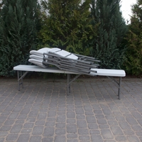 Banca pliabila pentru gradina sau catering, HDPDE, 180x24x42cm, alb