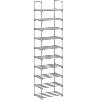 SONGMICS Suport pentru pantofi, cadru metalic cu 10 nivele, design personalizabil, 30x45x174cm, gri