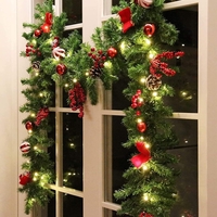 Ghirlanda de Craciun, Flippy, din Brad Artificial cu Decoratiuni, cu Baterii, 30 LED-uri, 180 cm, Verde
