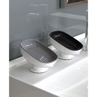 Savoniera din Plastic, Flippy, cu Ventuza, Design Modern, Gri