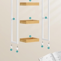 SONGMICS Carucior de baie, raft ingust cu roti, bambus si MDF, 20x30x80 cm, alb si maro natur