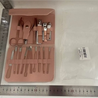 Set 16 Piese de Ingrijire Cosmetica, Flippy, pentru Manichiura, Pedichiura, Fata, Geanta Organizatoare din Piele Ecologica Inclusa, Roz