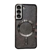 Husa de Protectie 2 in 1, Vafy, Husa pentru Samsung Galaxy S24+, Glitter Chrome Magsafe, din TPU, Magnetica, cu Protectie Lentila, Negru