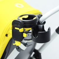 Suport Universal 3in1, Flippy, pentru Carucior, Biciclete, Masina, din ABS, 1 Suport Telefon si 2 Suporturi Pahare, Rotire 360°, Negru/Galben