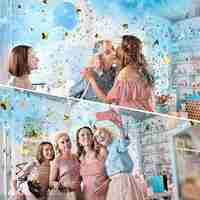 Tun Confetti, Flippy, Model Gender Reveal, Boy or Girl, 40 cm, Ambalaj din Carton, Eliberare prin Rasucire, Albastru