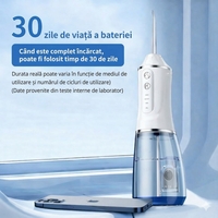 Irigator Bucal Electric, Flippy, Portabil, Dus Bucal pentru Curatare, Indepartare Tartru, 4 Capete, 25 x 8 x 8 cm, Alb