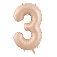 Balon din Folie Metalizata, Flippy, Figurina Cifra, Model 3, Tema Aniversare 100 cm, Ambalaj Individual, Pai Inclus, Umflare cu Aer sau Heliu, Crem