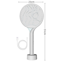 Paleta Electrica pentru Tantari, Muste si Tantari 2in1, Flippy, Reincarcabila, Incarcare USB, 2600V, Plastic, Casa si Gradina, Anti-insecte, Stand, 23x51 cm, Gri