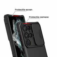 Husa Defender cu Stand pentru Samsung Galaxy S24 FE, Vafy, Suport reglabil, Antisoc, Protectie glisanta pentru camera, Negru