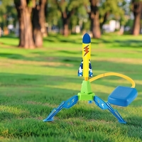 Jucarie pentru Copii, Flippy, Lansator de Rachete cu Piciorul, un Singur Lansator, 3 Rachete cu Lumini, 40.5 cm Inaltime, Multicolor