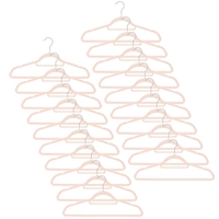 Set de 20 de umerase pentru haine, din velur, cu carlig rotativ, 45x23 cm, roz