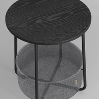 VASAGLE Masuta de cafea rotunda cu cos de stofa, stil modern, 45x50cm, negru-gri