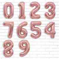 Balon din Folie Metalizata Flippy, Figurina Cifra, Tema Aniversare 80 cm, Ambalaj Individual, Pai inclus, Umflare cu Aer sau Heliu, Rose, Cifra 0