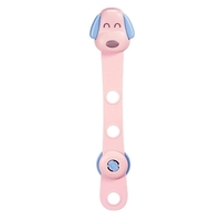 Siguranta pentru Usi Copii, Flippy, Sistem de Blocare Sertare, Dulap, Frigider, Adeziv, cu Sistem de Inchidere Dublu, Model Catelus, Roz