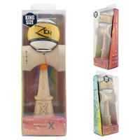 Kendama X Zen Series Originala, Profesionala, Flippy, Cupe Mari KING SIZE V3, Super Sticky, Gaura in Baza, Rulment Metalic, din lemn 18 cm, Ata 62/65 cm, Auriu