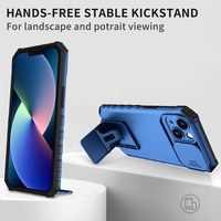 Husa Defender cu Stand pentru iPhone 12 Pro Max, Albastru, Suport reglabil, Antisoc, Protectie glisanta pentru camera, Vafy
