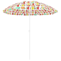 Umbrela plaja 180 cm cu imprimeu fructe, structura otel, reglabila pe inaltime si inclinare, multicolor