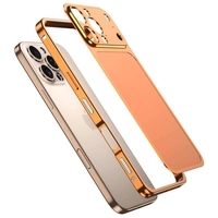 Carcasa Metalica, Vafy, Compatibila Apple iPhone 15 Pro Max, Creeaza Aspect de iPhone 17 Pro Max, Unibody Mat, Rezistenta la Zgarieturi, Portocaliu