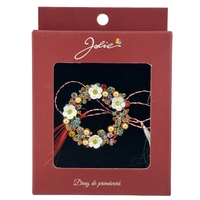 Brosa Vintage, Jolie, Material Metal, Ambalaj Carton, Dimensiune Brosa Aproximativ 4-6 cm, Model Coronita de Flori, Multicolor