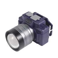 Lanterna LED de Montat pe Cap, Vafy, cu Raza Lunga de Zoom, Far Telescopic, Reglabil, Rezistent la Apa, pentru Pescuit in Aer Liber, Camping, Lumina Puternica, Lanterna, 7.5x5x7 cm, Albastru