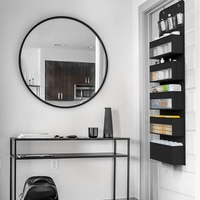 Organizator Suspendat pentru Usi, Flippy, din Nailon si Plasa, Baza de Carton Ingrosat, 5 Buzunare Principale + 5 Buzunare Laterale, 146 x 40 x 17 cm, 2 Carlige Incluse, Negru
