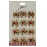 Set 12 Brose Martisor Primavara, Jolie, Model Potcoava cu Buburuza si Ghiocel