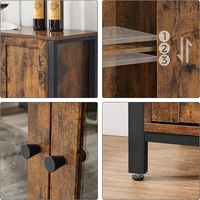VASAGLE Dulap de depozitare tip bufet, cu 3 usi, stil industrial, 110x33x75cm, maro rustic si negru