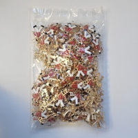 Set 100 Brose cu Pietre, Flippy, Model Corsar cu Scara, 3 x 2.5 cm per unitate, Auriu/Alb/Rosu