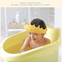 Viziera de Protectie Baie Pentru Copii, Fippy, Model Coroana, Dimensiune ajustabila, Durabil, Usor de curatat, Impotriva Samponului, pentru Ochi si Urechi, TPE+PP, Galbena