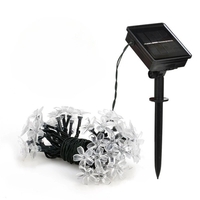 Instalatie Craciun, 6.5 metri, 30 Becuri LED tip Flori de cires, pentru exterior cu incarcare solara, Alb rece, Vafy