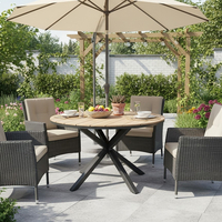 Masa rotunda pentru gradina, cadru aluminiu cu blat polywood aspect lemn, 112x73 cm, maro natur