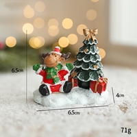 Ornament de Craciun din Rasina pentru Decor, Flippy, Model Ren cu Brad, Decoratiune de Birou pentru Craciun, 6.5 x 6.5 x 4 cm, Rosu Verde