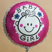 Set 2 Baloane din Folie Metalizata, Vafy, Figurine Inima si Cerc, Tema Botez Fetita, 45 cm, Ambalaj Individual, Pai Inclus, Umflare cu Aer sau