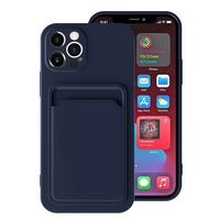Husa protectie Vafy cu suport card compatibila cu Apple iPhone 12 Pro Albastru inchis
