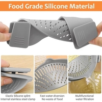 Strecurator Filtru pentru Vase, Vafy, din Silicon Rezistent la Temperaturi Inalte, Universal, Paste, Legume, Fructe, 23x12.5x6.7 cm, Gri