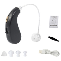 Aparat auditiv retroauricular BTE Reincarcabil, Flippy, Set 2 bucati Stinga Dreapta, Standard European, Aparat auditiv Cu incarcator, Aparat pentru Auz, 12 x 8.5 x 4 cm, 89 g, Negru
