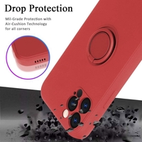 Husa protectie Vafy compatibila cu Apple iPhone 12 Pro Liquid Silicone Ring cu suport rotativ Rosu