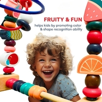 Jucarie din Lemn Montessori, Flippy, Labirint Motricitate cu Abac si Animalute, Rollercoaster pentru Copii, Educativ, Dezvoltarea Abilitatilor Motorii, Numaratoare, 22x17x15 cm, Multicolor