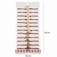 Bratara Martisor pentru Dama, Jolie, Model Ingeras, Set 12 bucati, Pandativ Auriu din Inox cu Snur Rosu Ajustabil