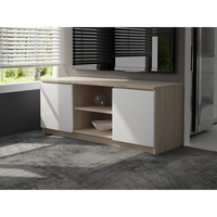 Comoda TV cu 2 usi si o polita, PAL laminat 16 mm, 120x40x55 cm, stejar sonoma si alb