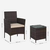 SONGMICS Set mobilier gradina cu 2 locuri, 2 scaune si masa cu sticla, ratan PE, maro