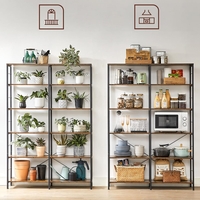 VASAGLE Biblioteca 6 rafturi, cadru metalic, stil industrial, 30x120x170 cm, maro rustic