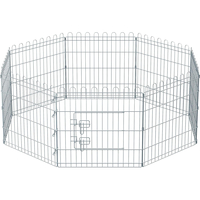 FEANDREA Tarc pliabil din otel pentru animale 8 panouri, modular patrat sau octogon, 159x159x61 cm, argintiu